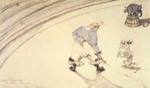 At the Circus: The Clown Footit with Poodle and Elephant by Henri de Toulouse Lautrec