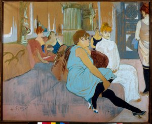 The salon of the rue des Moulins (Paris). Watercolour by Henri De Toulouse Lautrec