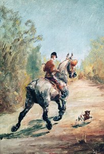Trotting Horseman with a Little Dog, 1879