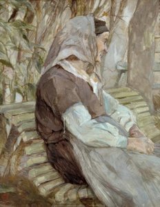 Old Woman Sitting on a Bench, at Céleyran
