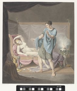 Classical Scene with Standing Man by Woman on Couch by Henricus Franciscus Wiertz