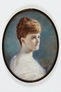 A Lady in a White Dress, Probably Frances Evelyn (Daisy) Greville, nee Maynard, Lady Brooke, Later Countess of Warwick by Henry (attr.to) Van der Weyde