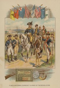 Flags, Uniforms, Currency and Arms of the American Revolution (chromolitho) by Henry Alexander (after) Ogden