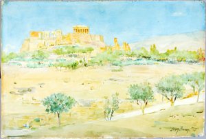 General View of the Acropolis at Sunset