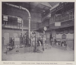 Engine Room Showing Switchboard, Electric Light Works, Canterbury, Kent by Henry Beauchamp Collis