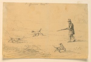 Study of a Gentleman with Three Dogs, Hunting by Henry Bernard Chalon