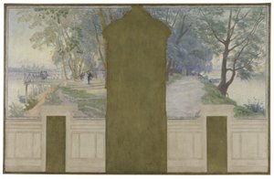 Sketch for the marriage hall of the Asnières town hall: Landscapes. The Seine with the Saint-Ouen and Courbevoie bridges, circa 1900