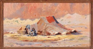 Arab tent in the desert at Blidah by Henry Brokman Knudsen