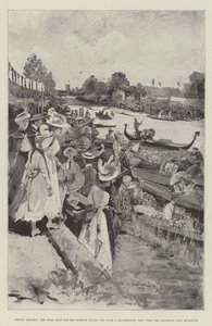 Henley Regatta, the Final Heat for the Diamond Sculls (Ten Eyck v Blackstaffe), seen from the Grosvenor Club Enclosure by Henry Charles Seppings Wright
