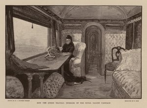 Queen Victoria in the Royal Saloon railway carriage by Henry Charles Seppings Wright