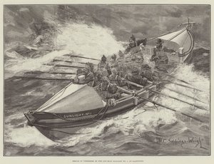 Rescue of Fishermen by the Life-Boat Sunlight No 1, at Llandudno