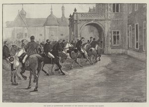 The Queen at Sandringham, Gentlemen of the Norfolk Hunt saluting Her Majesty by Henry Charles Seppings Wright