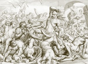 How Hereward cleared Bourne of Frenchmen by Henry Courtney (after) Selous
