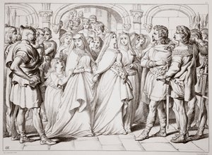 Alftruda Recognises Hereward, Illustration from Hereward the Great by Charles Kingsley, Engraved by C.G. Lewis