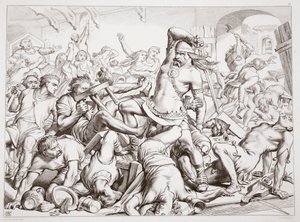 How Hereward Cleared Bourne of Frenchmen, Illustration from Hereward the Great by Charles Kingsley, Engraved by C.G. Lewis by Henry Courtney Selous