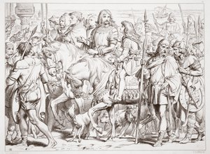 How Hereward Enters the Consecrated Fortress of St. Bertin, Illustration from Hereward the Great by Charles Kingsley by Henry Courtney Selous