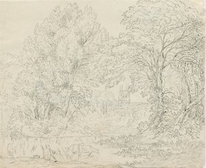 Tamworth - Rural View (pen and ink drawing, 1788-1855)