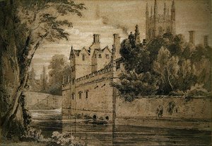 Magdalen College - A View on the Cherwell Looking Towards the Bridge by Henry Edridge