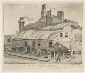 Old House, Corner of Peck Slip and Water Street, from "Scenes of Old New York" by Henry Farrer