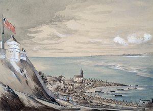 Fort and village of Mackinaw, with the Indian encampment, September 1842