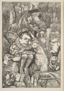 The Beaver brought paper, portfolio and pens, from The Hunting of the Snark, an Agony in Eight Fits, by Lewis Carroll, pub. 1876 by Henry Holiday