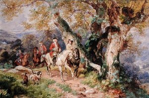 18th Century Figures in a Landscape by Henry James G. Holding