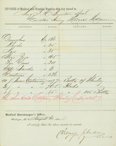 Invoice of medical and hospital stores, signed Henry Johnson, August 30, 1864 by Henry Johnson