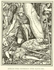 Achilles Pities Penthesilea After Slaying Her by Henry Justice Ford
