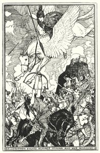 Bellerophon fights against Myrina and her Amazons