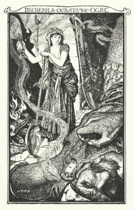Dschemila Outwits the Ogre (engraving) by Henry Justice Ford