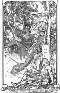 King Arthur and the Questing Beast Illustration by HJ Ford (1860-1940) from “The book of romance” 1902 Private collection