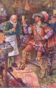 Michael Lambourne drinks with the landlord of the Black Bear, illustration from Kenilworth