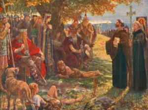 St Augustine Preaching to Ethelbert, King of Kent, and Showing Him the Cross and a Picture of the Saviour by Henry Justice Ford