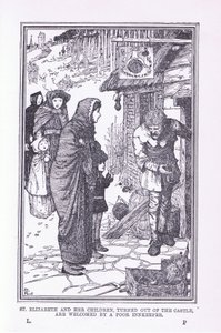 St Elizabeth and Her Children, Turned Out of the Castle and Welcomed by the Poor Innkeeper by Henry Justice Ford