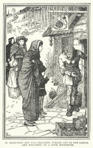 St. Elizabeth and Her Children, Turned Out of the Castle, Are Welcomed by a Poor Innkeeper by Henry Justice Ford