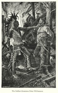 The Indian Threatens Peter Williamson by Henry Justice Ford