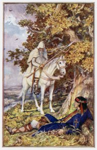 The Man on the White Horse Comes to Heal St Cuthbert by Henry Justice Ford
