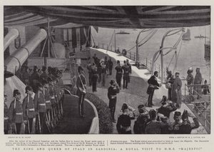 The King and Queen of Italy in Sardinia, a Royal Visit to HMS Majestic by Henry Marriott Paget
