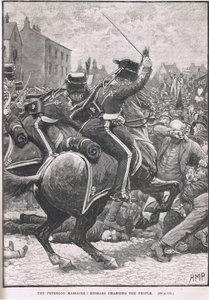 The Peterloo Massacre with the Hussars Charging the People, illustration from Cassell