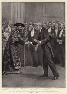 The Prime Minister at the Mansion House, the Lord Mayor receiving Mr Balfour by Henry Marriott Paget