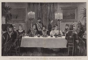 The Sultan of Turkey at Home, Abdul Hamid entertaining the British Ambassador at Dinner at Yildiz Kiosk