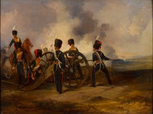 A Royal Horse Artillery gun crew loading, 1844 circa by Henry Martens