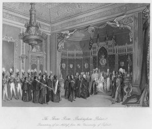 The Throne Room, Buckingham Palace. Presentation of an Address from the University of Oxford