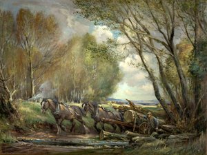 Hauling Timber, Stirlingshire, Scotland by Henry Morley