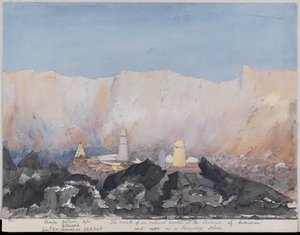 Volume of 143 watercolours by Henry Need, Bonetta Cemetery, The mouth of an extinct crater at the Island of Ascension and used as a burying place
