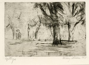 Park with Two Walkers and a Lantern by Henry Nielsen