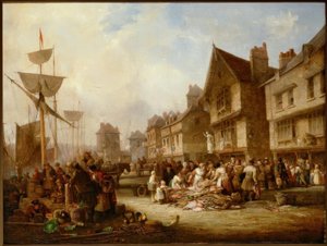 The Old Quayside, Newcastle by Henry Perlee Parker