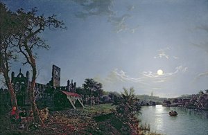 Morning with a View of Kirkstall Abbey by Henry Pether