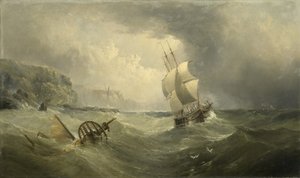 Shipping Off the Coast in a Stormy Sea by Henry Redmore
