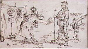The Golfer being disturbed by the Salesman, illustration to Graphic magazine